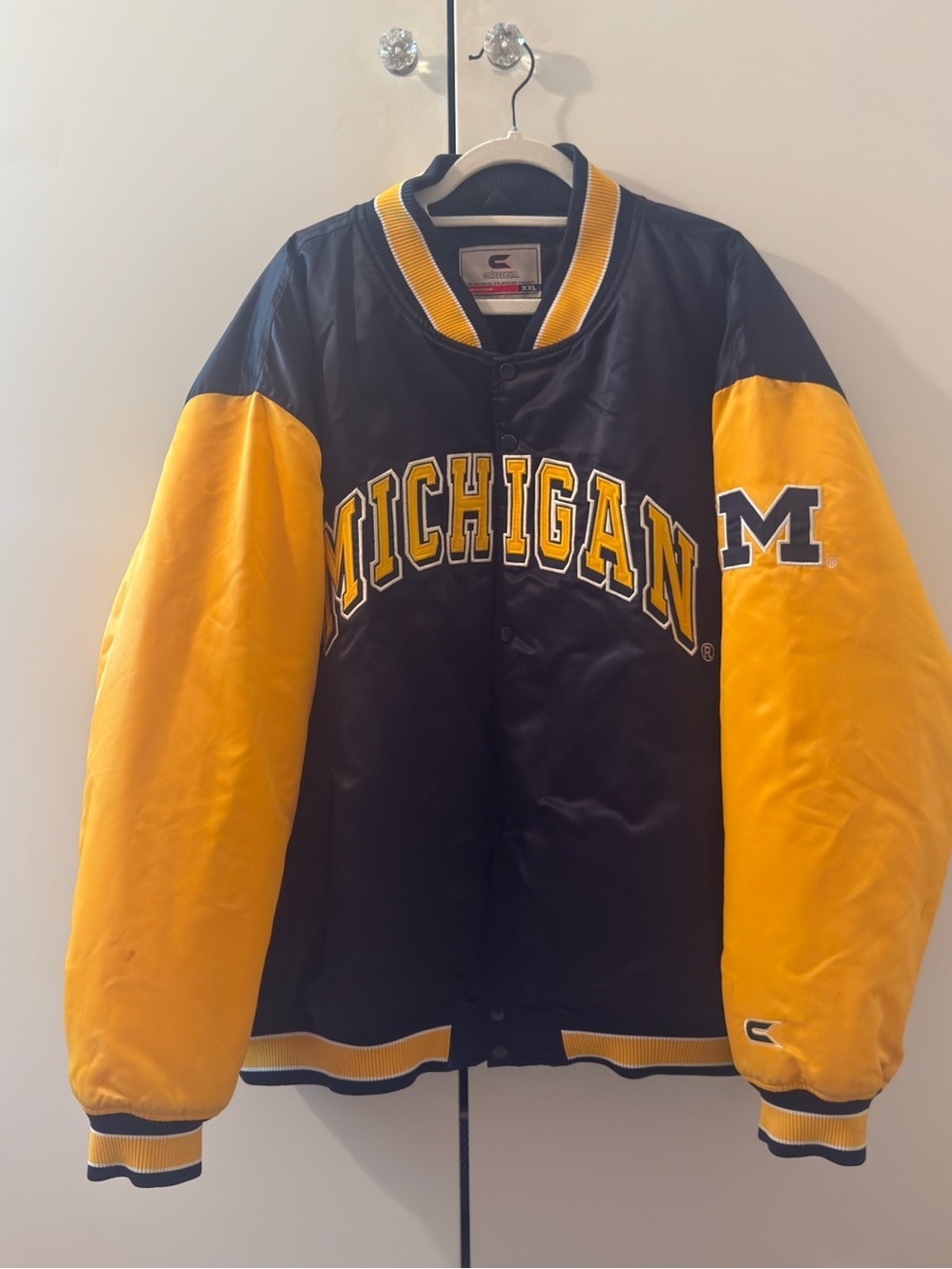 Vintage Navy and Maize Michigan Varsity Bomber Jacket
